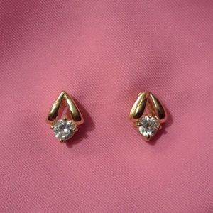 LIND Vintage 14KT HGE Cubic Zirconia Stud Earrings